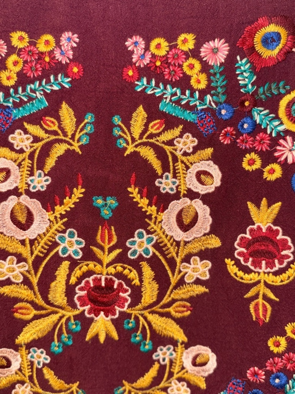 Umgee Umgee Embroidered Mini Skirt Boho Floral Burgundy Statement Piece (small) - Picture 2 of 6